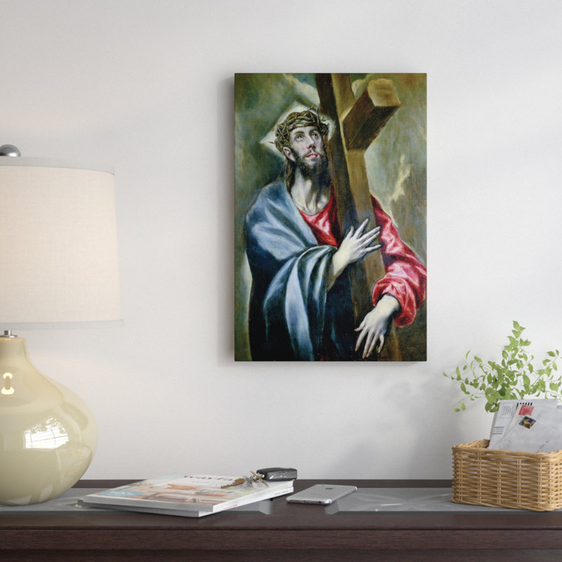 «Christ Clasping the Cross» par El Greco, reproduction d'art sur toile tendue, H 12 po x l 8 po x P 0,75 po, Toile tendue