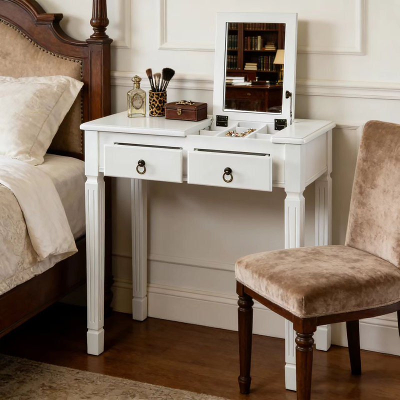 Dressing Table with Mirror, Black
