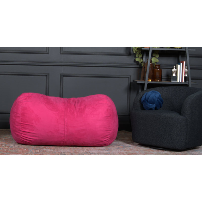 Michael 4 Foot Cylindrical Suede Bean Bag, Fuchsia