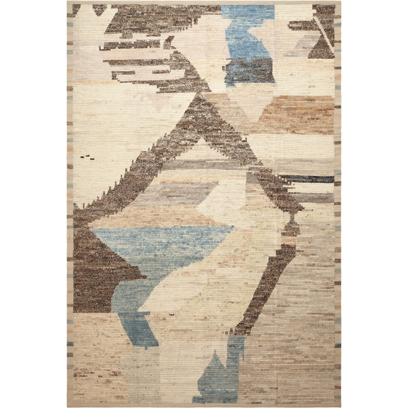 Tapis de conception abstraite moderne 9 pi 6 po x 14 pi 3 po Nazmiyal Collection