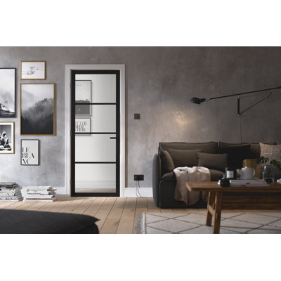 Soho 4L Glazed Black Internal Door