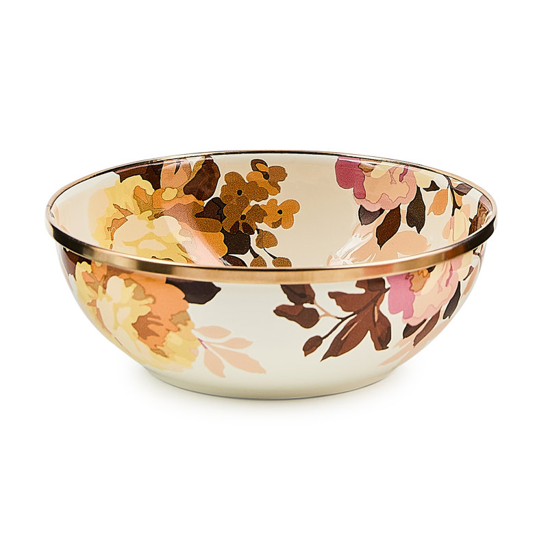 Wild Rose Brown Everyday Bowl, White