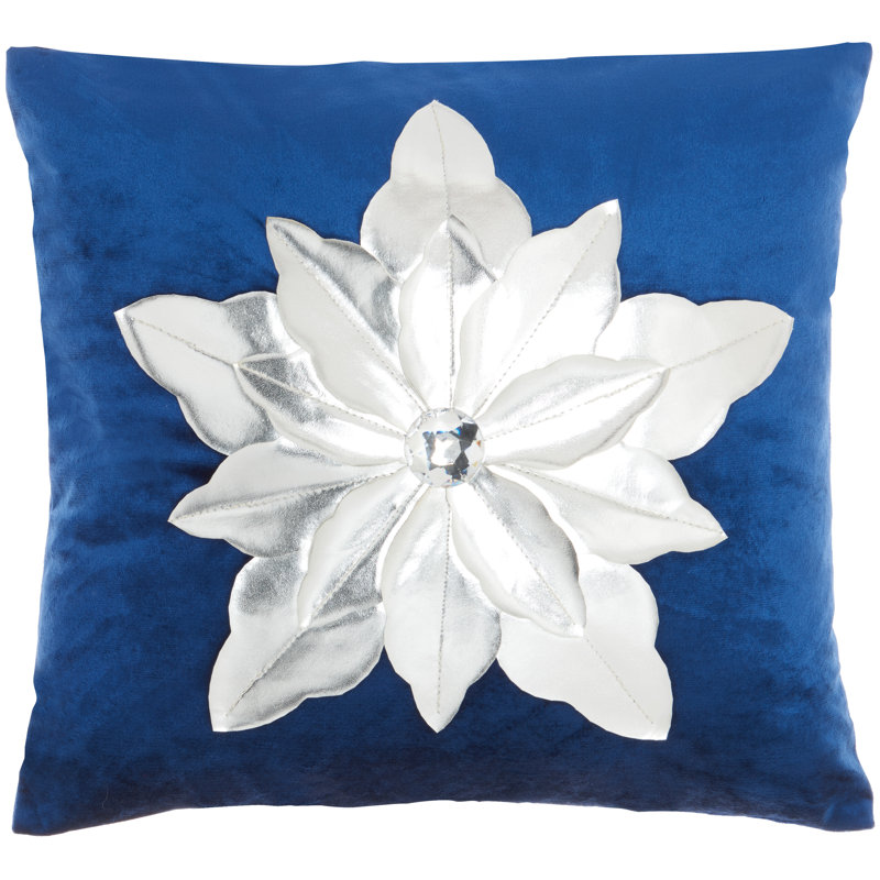 Housse et insert de coussin carré en coton, Marine / Argent