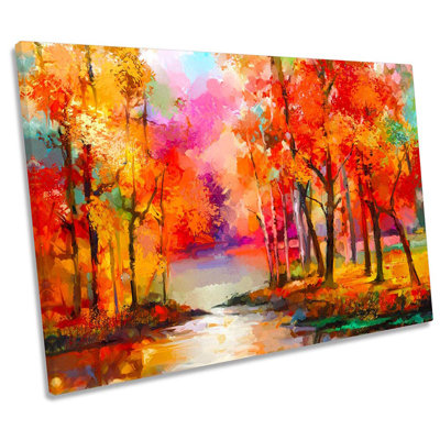 Forest Abstract Colourful Print CANVAS WALL ART Picture Multi-Coloured