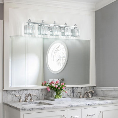 Modern Crystal Vanity Light Fixture With K9 Crystal Shade For Bathroom Mirror Lighting
