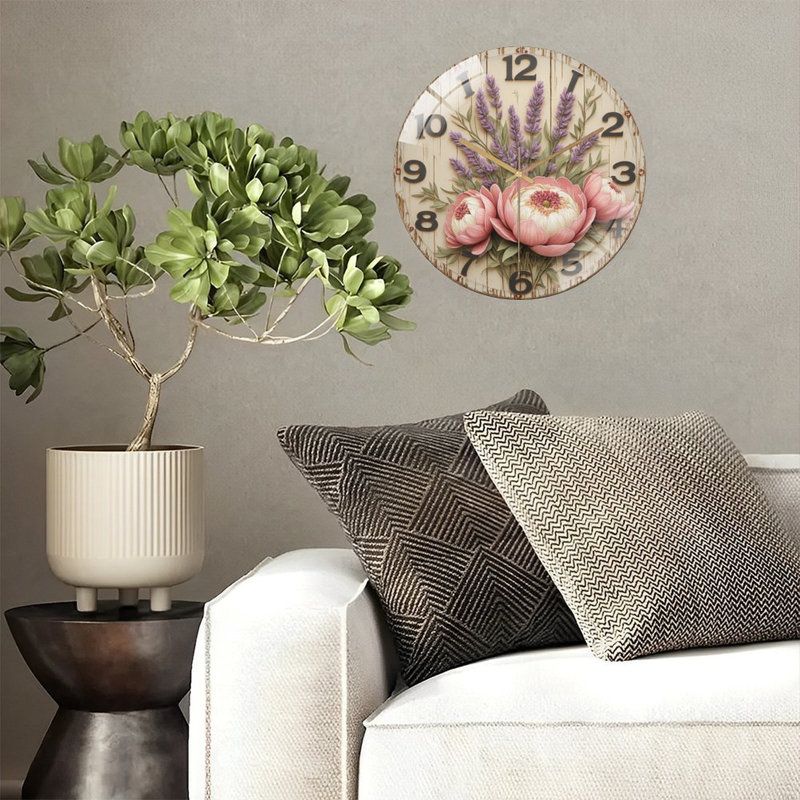 Horloge florale avec horloge murale moderne en verre 12 po