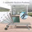 Chaises longues ajustables au bord de la piscine à 5 positions - Kaki. Aluminium. Respirant. Roulettes pour un déplacement facile. Élégant. Installation à l'arrière de la chaise longue 3 po. Construire. Sièges confortables. Mobilité. Décoration élégante
