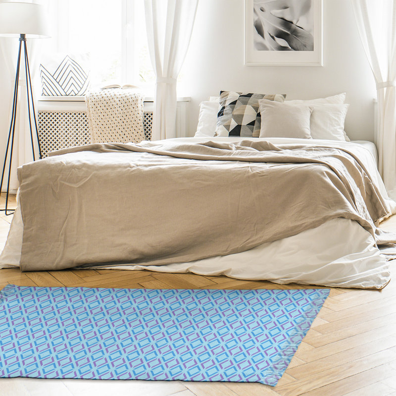 Tapis bleu/vert flèche losanges Mcguigan, Non