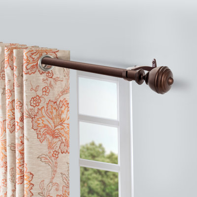  2 Pcs 1 Inch Adjustable Windows & Doors Single Drapery Rod 36 to 66 Inches,Oval Urn Finials,Brown