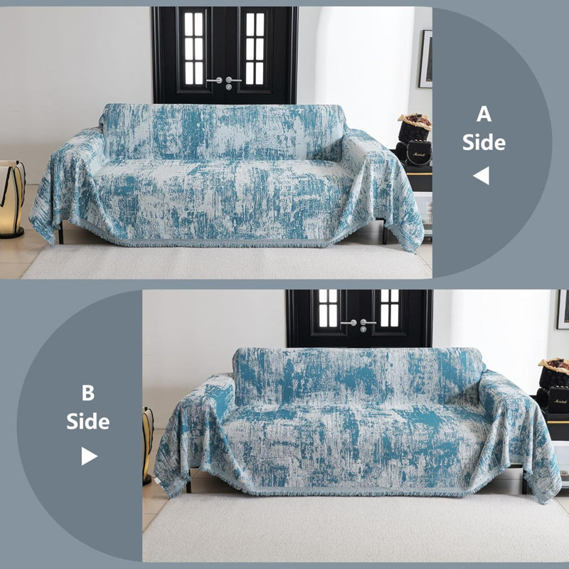 Housse de canapé pour canapé modulaire Sage, Chenille bleue abstraite