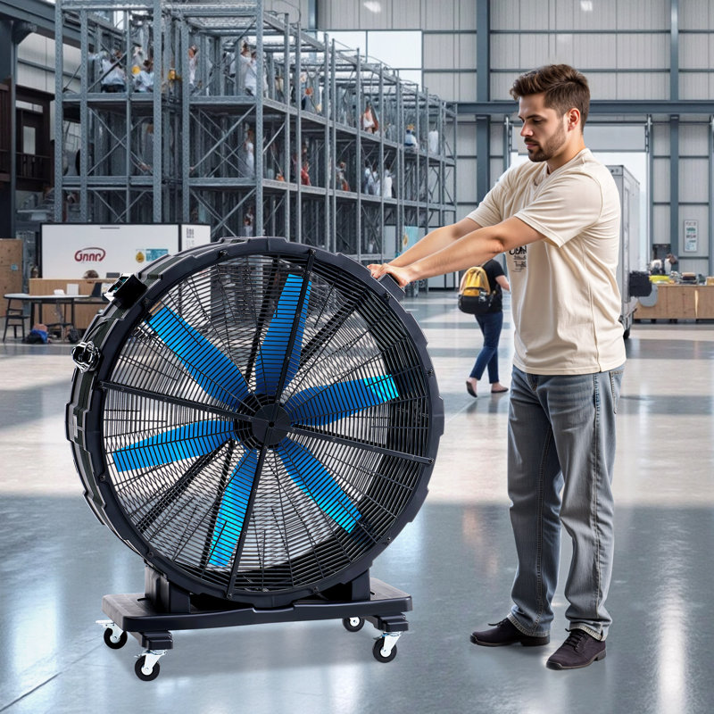 High-Velocity Industrial Blower Fan In Black – Durable Plastic Housing, Adjustable Speed, 50.39"H x 43.31"W x 22"D
