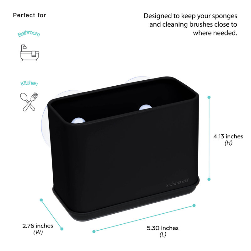 Matte Black Ceramic Suction Sink Caddy