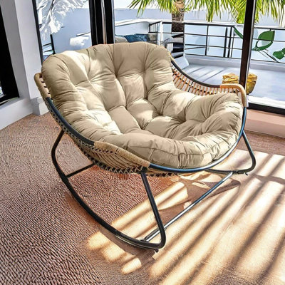 Chaise berçante ergonomique pour balcon avec structure en métal