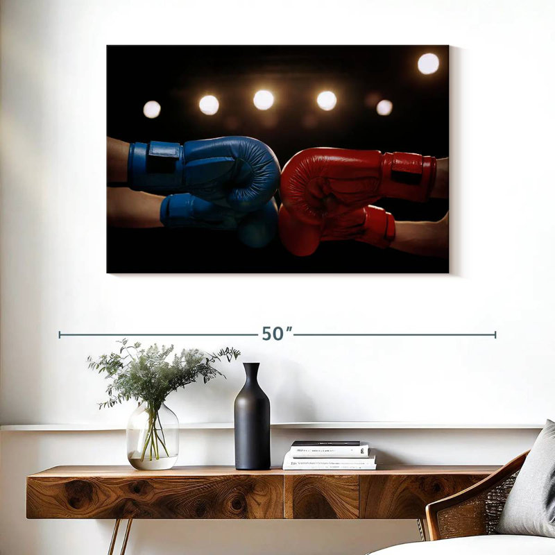 Boxers touching gloves Sireci, H 26 po x l 39 po
