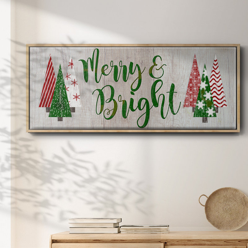 Merry & Bright- Framed Canvas, 12" H x 30" W