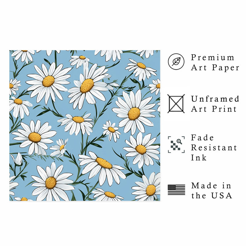 «Floral Daisy Flowers», reproduction d'art moderne sans cadre, H 10 po x l 10 po