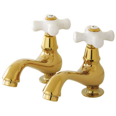 Kingston Brass Heritage Two-Handle Deck Mount Basin Tap Faucet
