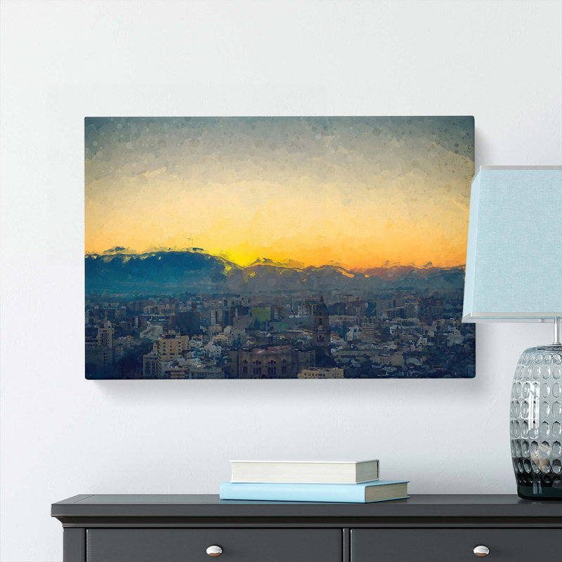 Sunset Over Malaga In Spain In Abstract - Wrapped Canvas, 50cm H x 76cm W x 3cm D
