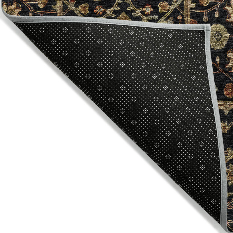 Zara Black Washable Indoor-Outdoor Rug - , 3' x 5'