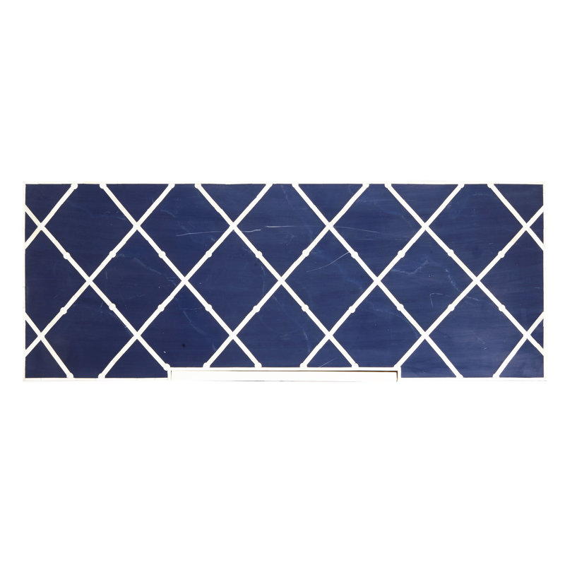 Navy Blue and White Bone Writing Desk with Drawer