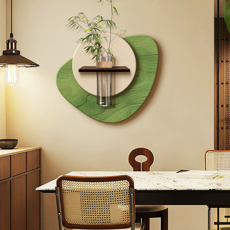 Green + White Free Form Sandstone Wall art, 17.32" H x 19.69" W