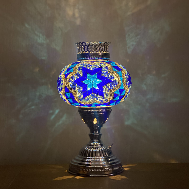 Joseph 36 cm Silver Lava Table Lamp, Blue