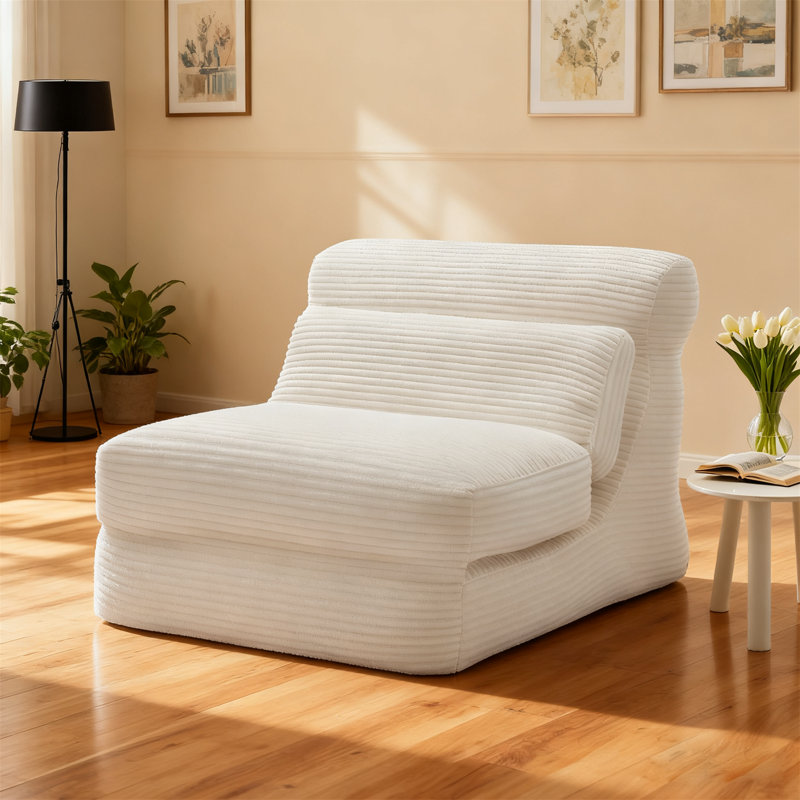 Canapé-lit pliant, canapé-lit convertible pour adultes, chaises-lits, Velours côtelé blanc