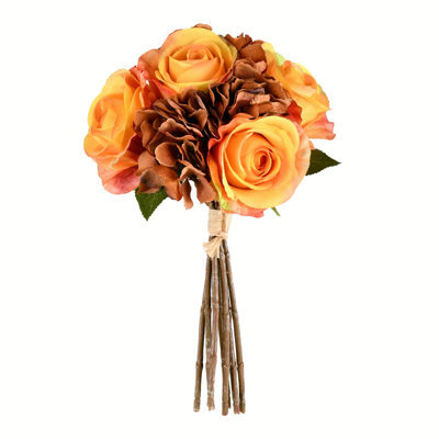 13" Artificial Rose and Hydrangea Bouquet