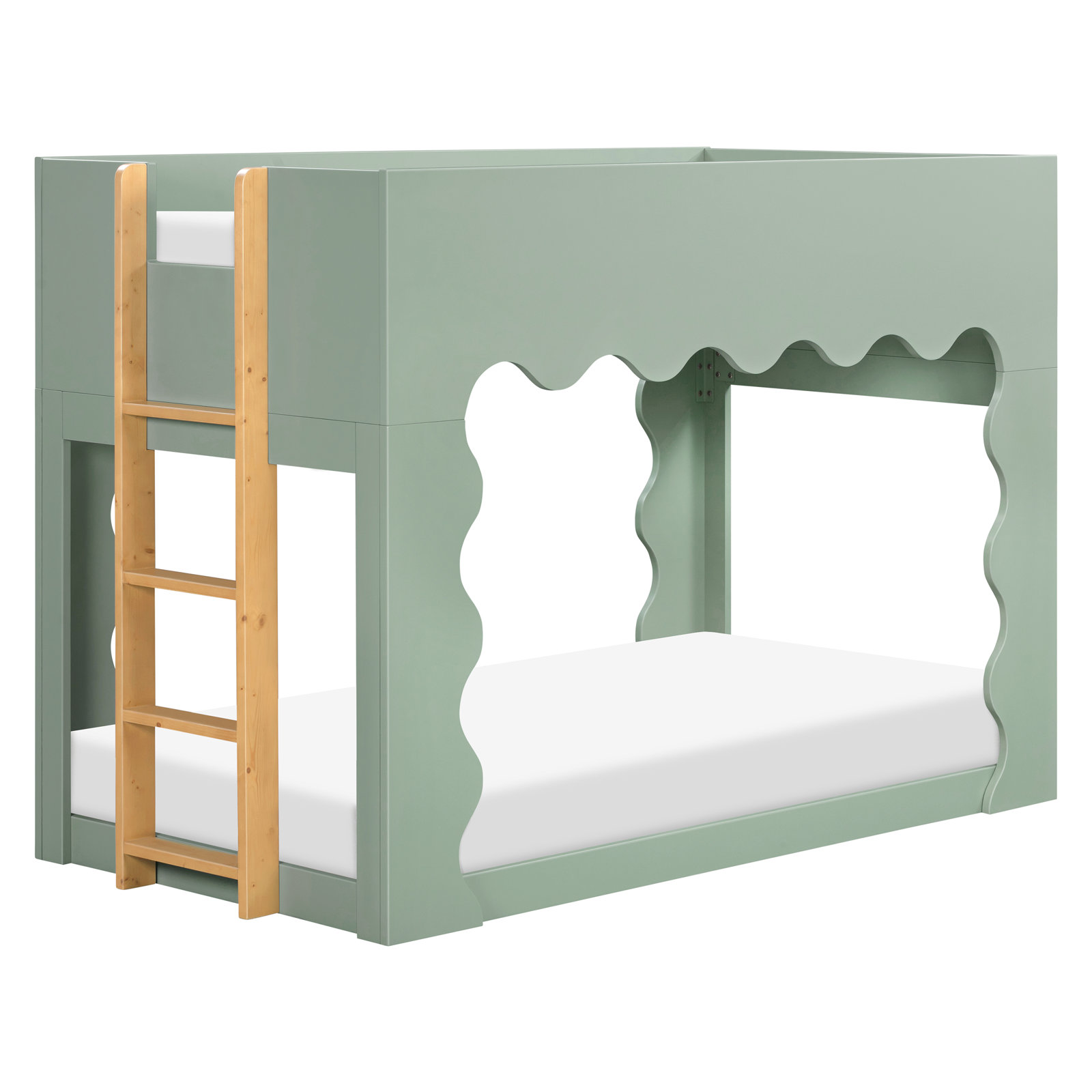 Lido Wave Convertible Low Loft Twin Bed, Light Sage/Honey