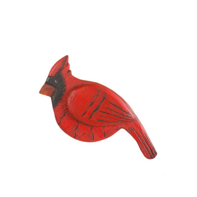 Ornement mural rouge en bois cardinal