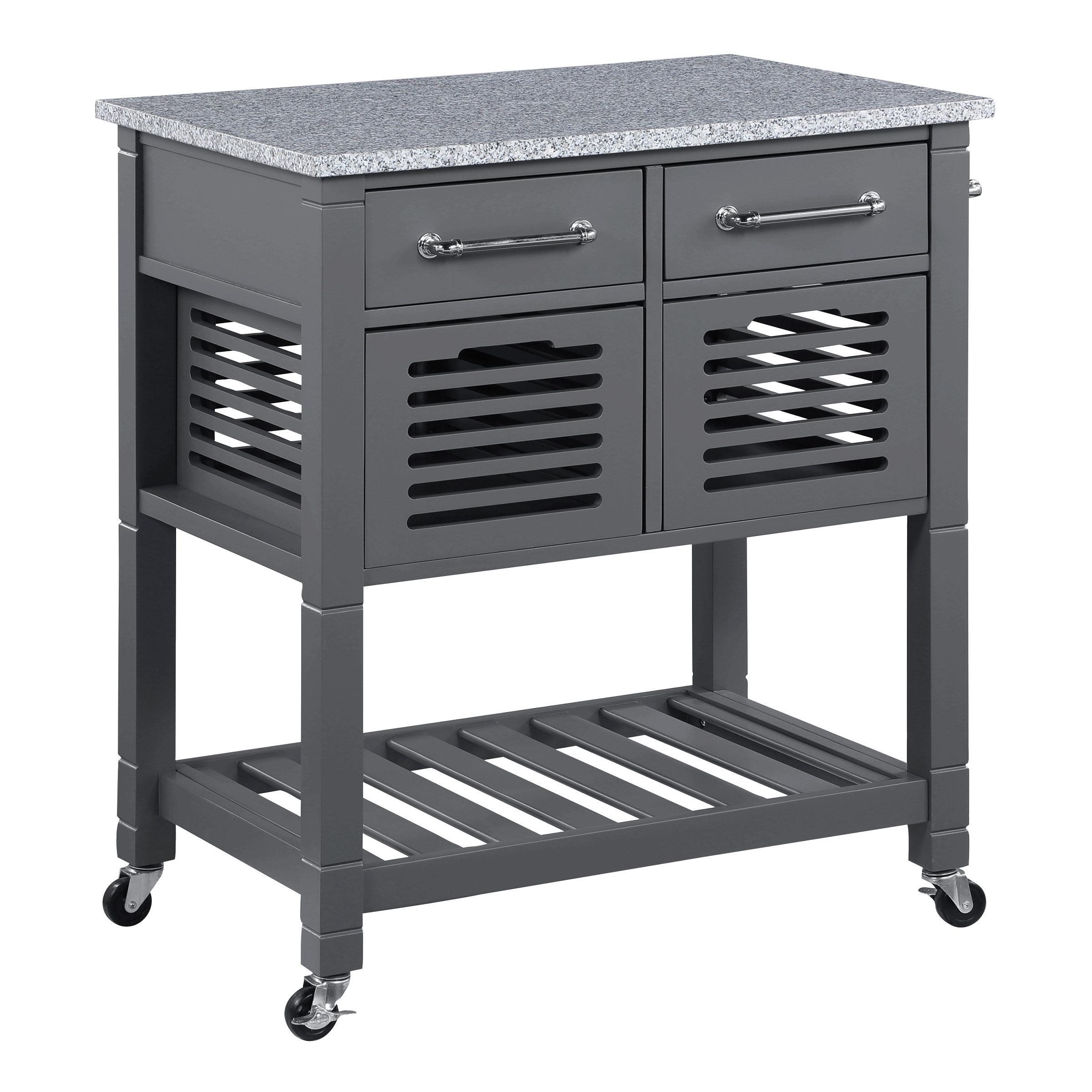 Orren Ellis Teresia 30.75'' Wide Rolling Kitchen Cart with Granite Top