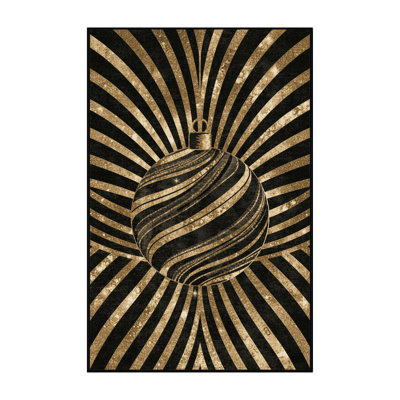 Machine Washable Champlost Christmas Modern & Contemporary Abstract Rug in Black – Black Binding