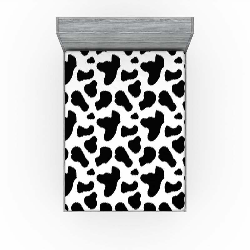 Drap-housse orange Ambesonne, Gris anthracite / imprimé animal blanc, Drap-housse très grand californien