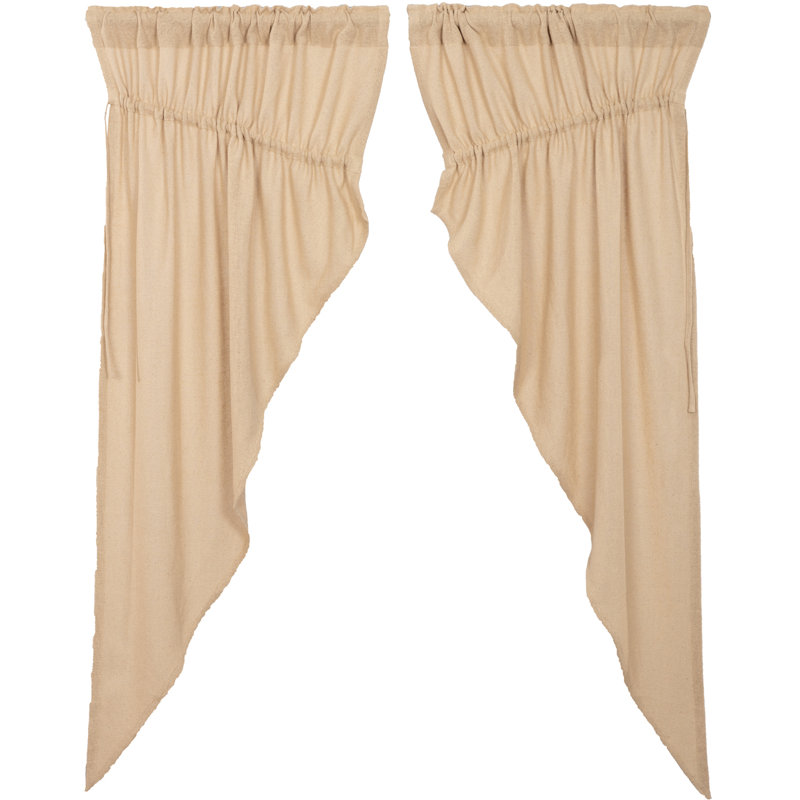 Paire de rideaux semi-transparents avec passe-tringle Clare, Beige foncé rétro