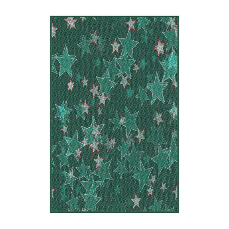 Vert géométrique/Tapis décoratif blanc Richeson, Rectangle 5 pi x 7 pi
