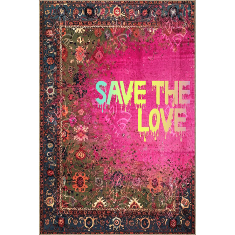 Tapis décoratif créatif et moderne avec motif écrit «Save Love», Rectangle 5 pi 2 po x 7 pi 7 po