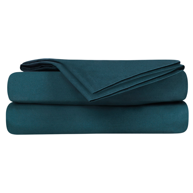Sheet Sets 100% Organic Cotton Percale Weave Sheet, 400 Thread Count GOTS Certified, Smooth & Moisture-Wicking, Midnight Blue