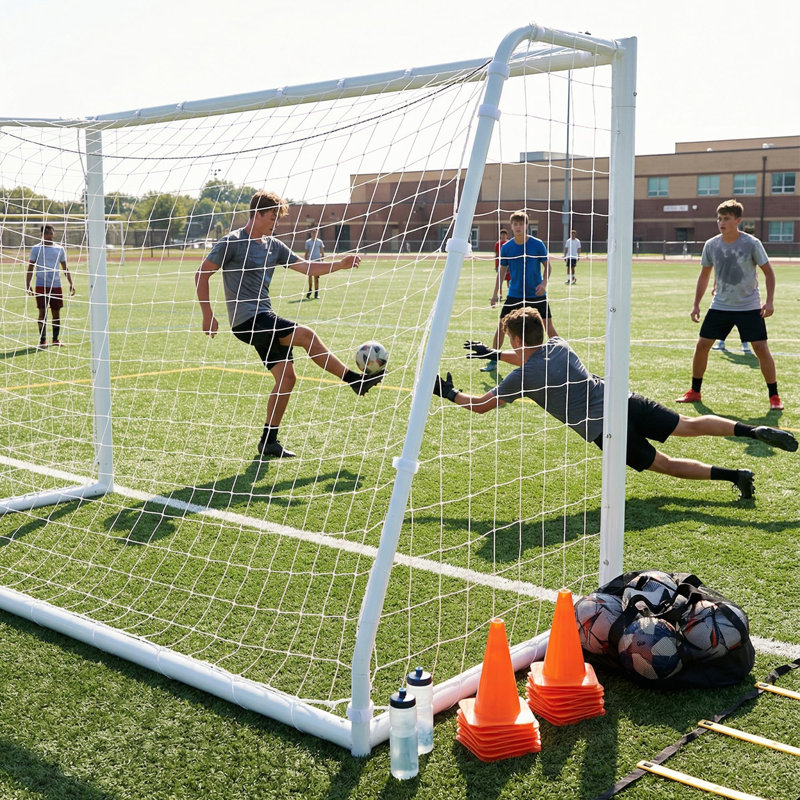 But de soccer en acier 6 pi x 4 pi avec piquets et piquets de sol, cadre d'entraînement pour la pratique et les loisirs