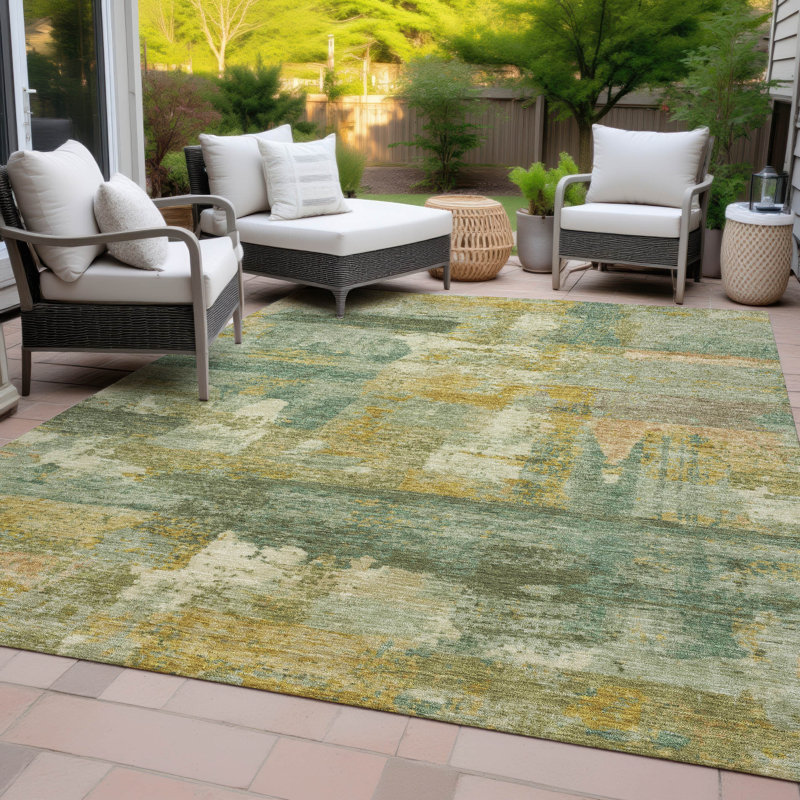 Machine Washable Indoor/Outdoor Meredith ACN2147 Abstract Rug, Rectangulaire 3 pi x 5 pi