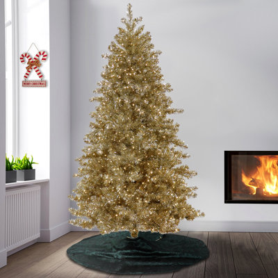 Arbre de Noël platine en métal pré-éclairé 7,5 pi The Holiday Aisle®