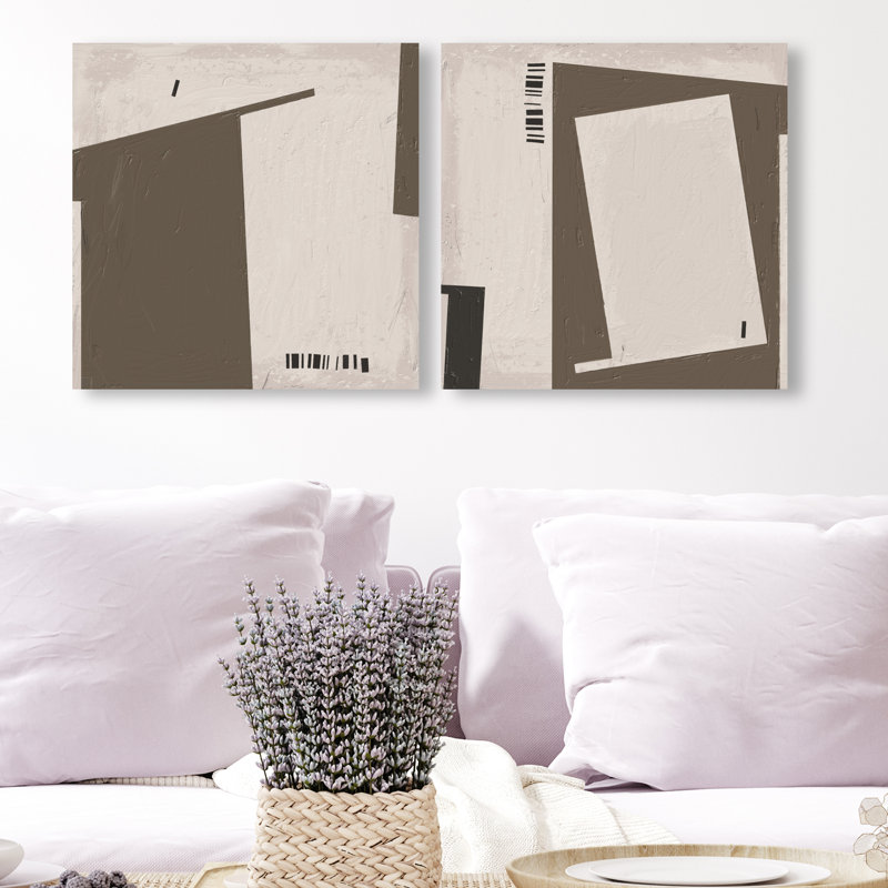 Structural Set Canvas Abstract Print by Oliver Gal, Black Frame, 12 x 12, 16"H x 16"W, Gallery Wrapped