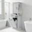 Grande armoire de rangement pour salle de bain avec tablettes réglables et panier à linge