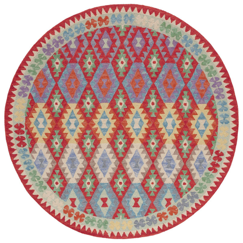 Tapis rouge / bleu Horwich 408, Rond 7 pi