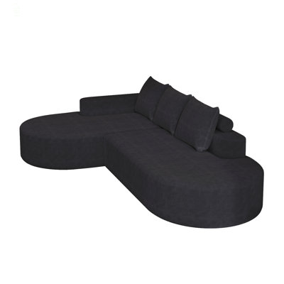 Boneless Modern Curved Sofa ,Chenille Upholstered Sectional Sofa Couch Set,Modular 108.5" L Shaped Sectional Living Room Sofa Set With 3 Pillows,Combination Sofa Couch For Living Room,Bedroom