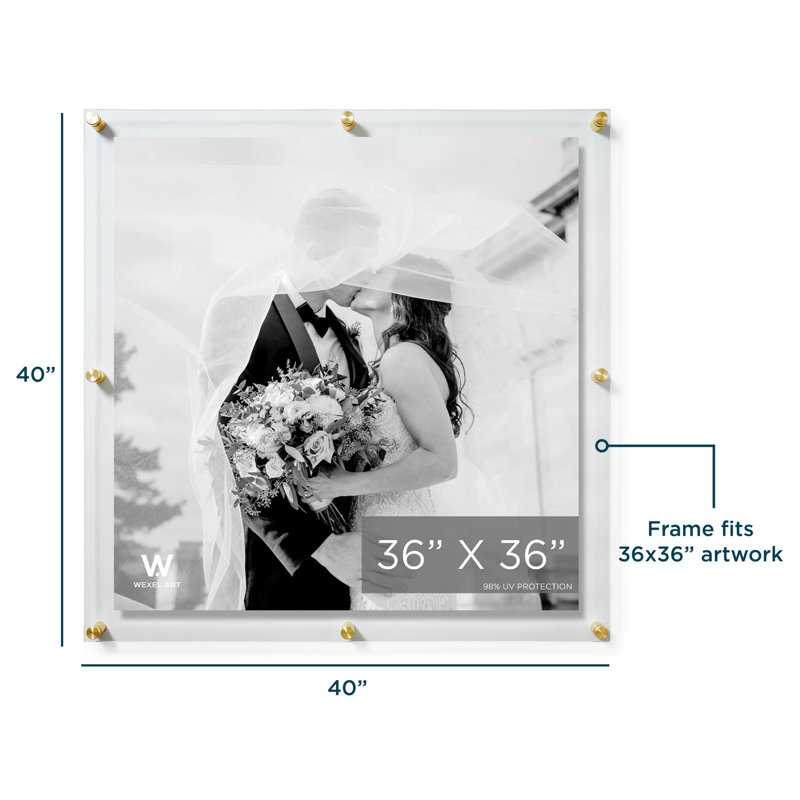 Double Panel Acrylic Picture Frame, 40" H x 40" W, Gold