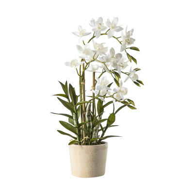 56cm Faux Flowering Plant in Ceramic Pot