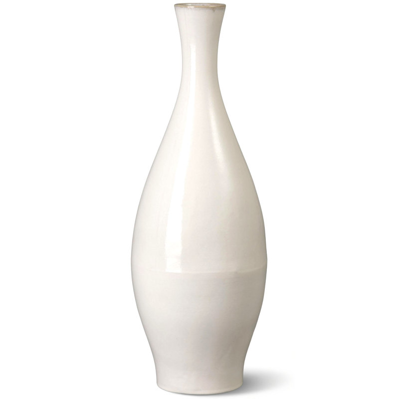 Vase en céramique H 31 po, H 31 po x l 11 po x P 11 po, Blanc