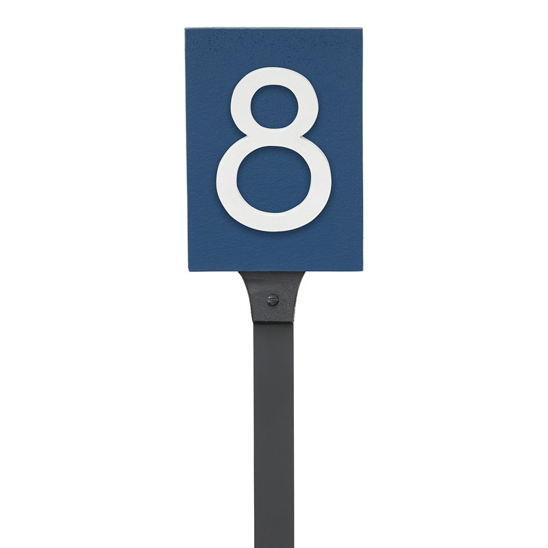 Enseigne d’adresse flottante sur 1 ligne, Bleu mer, Nickel satiné deux tons, Oui