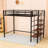 Twin Metal Loft Bed With Storage Stairs, Grid Shelf And Guardrails-295281149