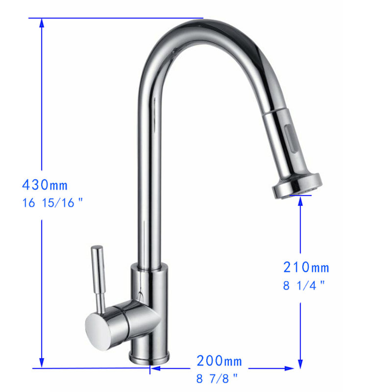Robinet de cuisine à poignée simple, Nickel brossé